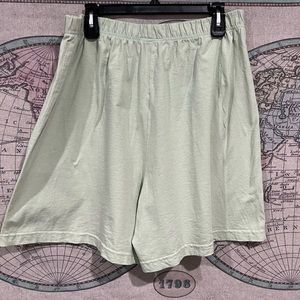 Plus Size High Waisted Green Jersey Shorts